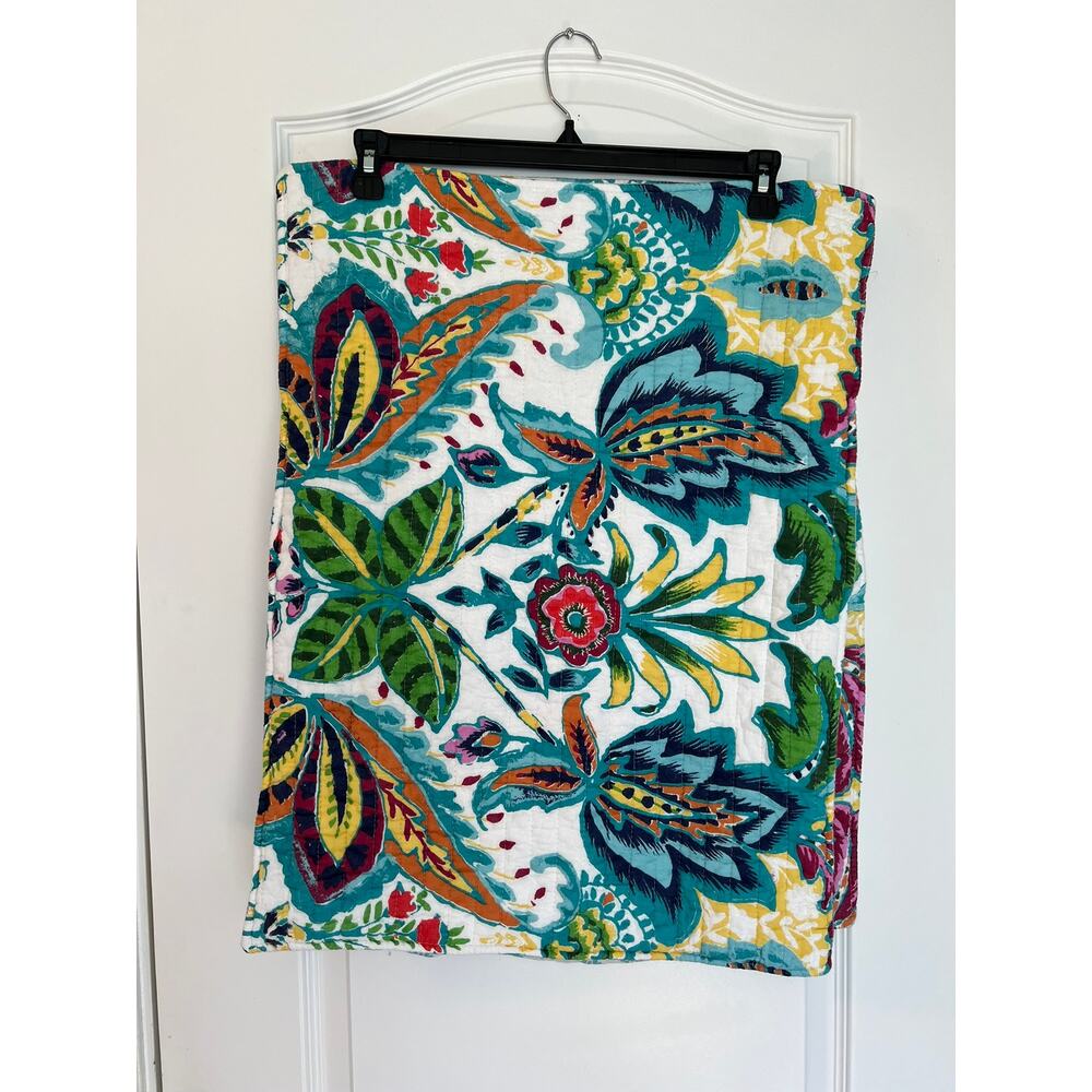 2 STANDARD QUILTED PILLOW SHAMS BOHO COLORFUL EUC
